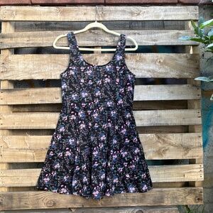 Black Floral Fit & Flare Skater Dress